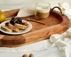 Lyon Wood Oval Serving Tray With Handles